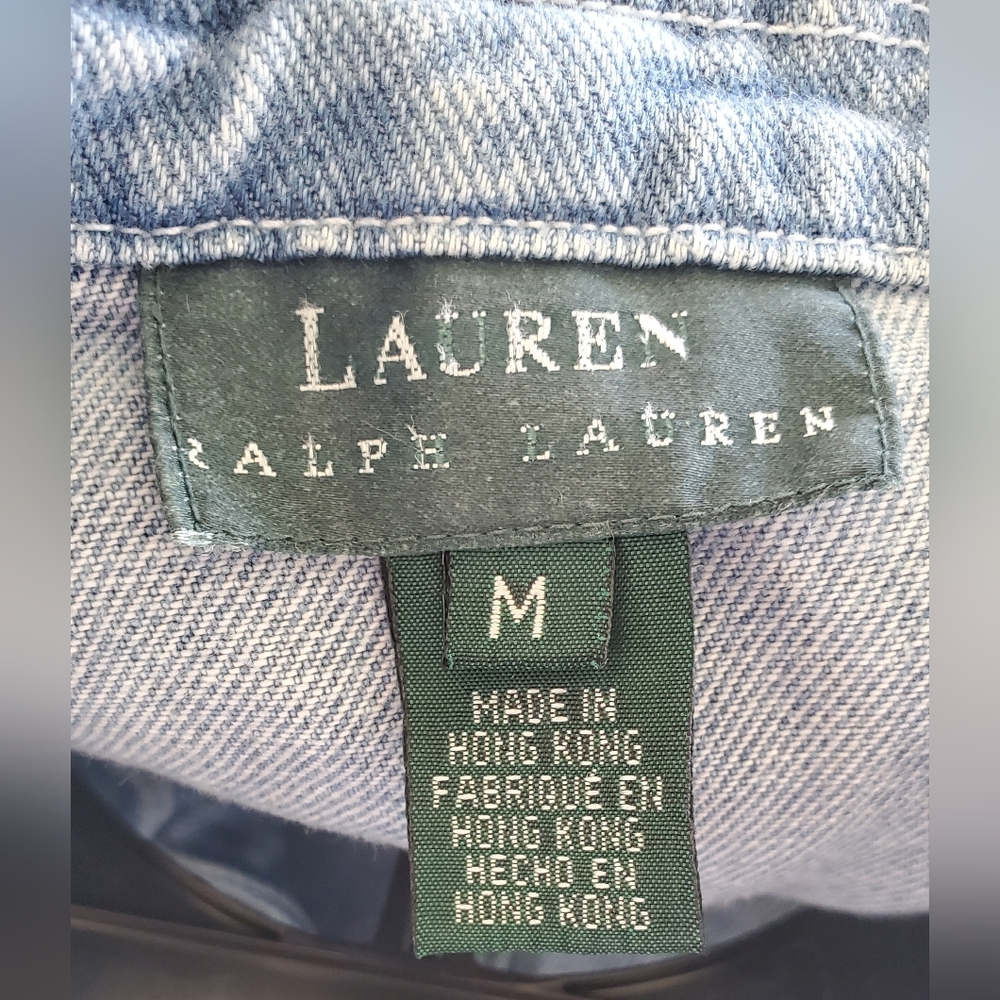 LAUREN RALPH LAUREN WOMEN'S LIGHT WASH DENIM CHORE COAT JACKET MEDIUM - Picture 9 of 9